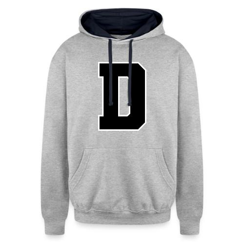 Varsity Letter D Athletic Alphabet Design - Unisex Contrast Hoodie
