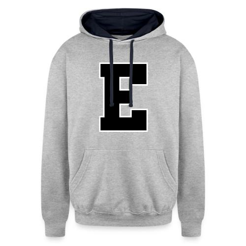 Varsity Letter E Collegiate Font Graphic - Unisex Contrast Hoodie