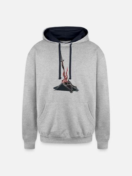 Bonfire - Unisex Contrast Hoodie - heather gray/navy