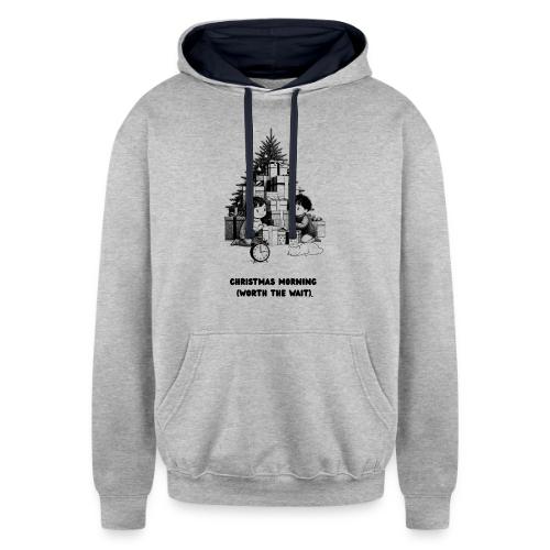 Christmas Morning T-Shirt | Minimalist Kids Gifts - Unisex Contrast Hoodie