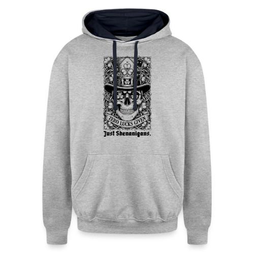 Salty Shamrock Skull T-Shirt - Unisex Contrast Hoodie