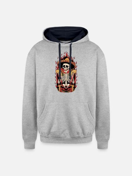 tacos - mexican food - Unisex Contrast Hoodie - heather gray/navy