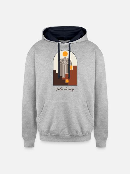Take It Easy - Unisex Contrast Hoodie - heather gray/navy