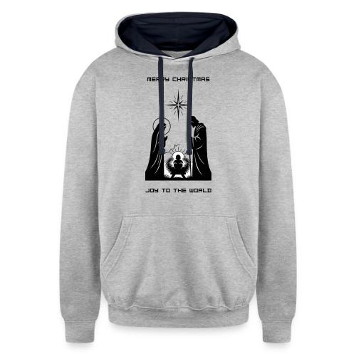Joy to the World T-Shirt | Minimalist Nativity - Unisex Contrast Hoodie