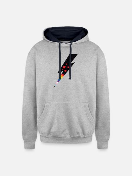 Pride Lightning - Unisex Contrast Hoodie - heather gray/navy