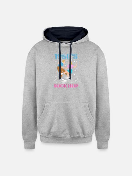 Sock Hop 1950s Dance Party - Unisex Contrast Hoodie - heather gray/navy