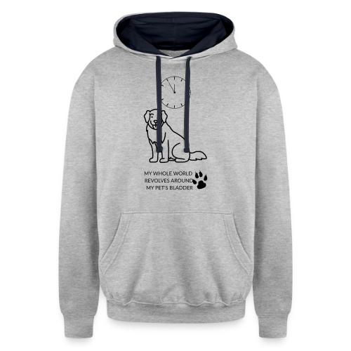My Pet's Bladder World T-Shirt | Funny Dog/Cat Own - Unisex Contrast Hoodie