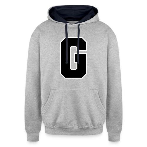 Varsity Letter G Collegiate Alphabet Art - Unisex Contrast Hoodie