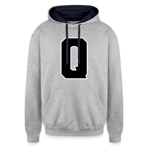 Varsity Letter Q Collegiate Font Graphic - Unisex Contrast Hoodie