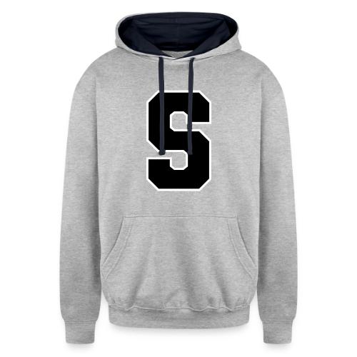 Varsity Letter S Collegiate Alphabet Art - Unisex Contrast Hoodie