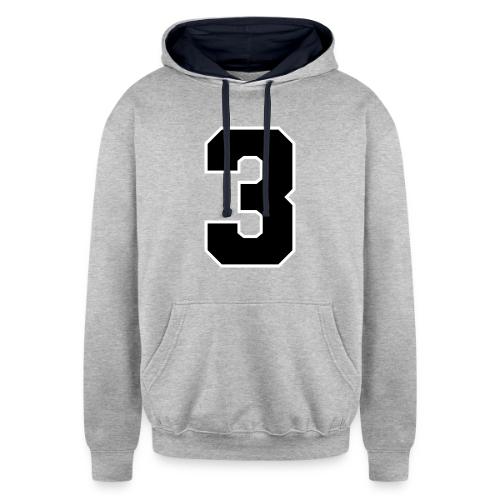 Varsity Number 3 Athletic Font - Unisex Contrast Hoodie
