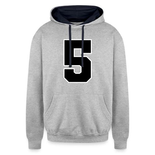 Varsity Number 5 Athletic Design - Unisex Contrast Hoodie