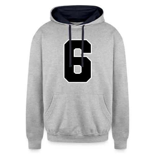 Varsity Number 6 Sports Font - Unisex Contrast Hoodie
