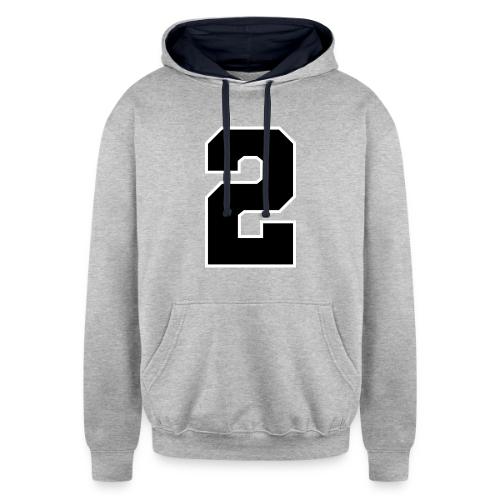 Varsity Number 2 Sports Design - Unisex Contrast Hoodie