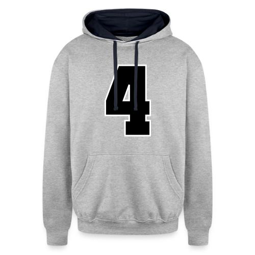 Varsity Number 4 College Style - Unisex Contrast Hoodie