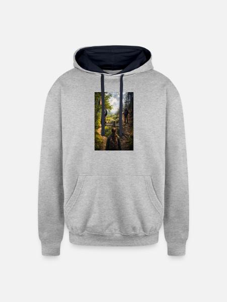 Choose the bear - Unisex Contrast Hoodie - heather gray/navy