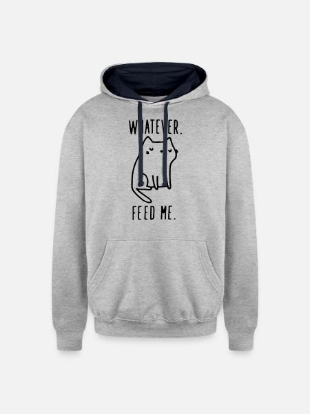 Whatever Feed Me Funny - Unisex Contrast Hoodie - heather gray/navy