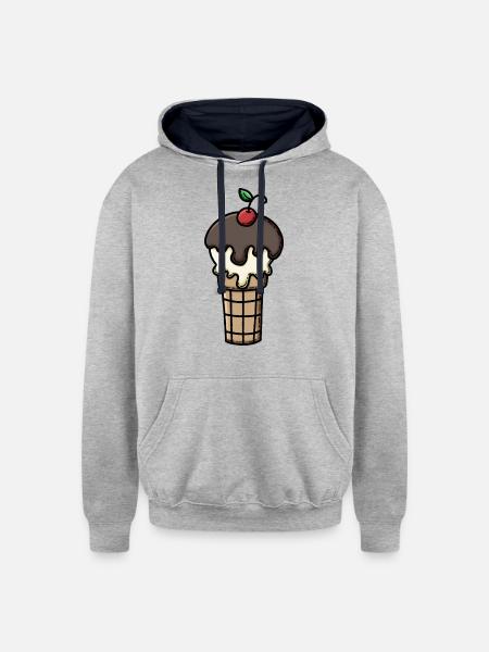 Ice cream cone - Unisex Contrast Hoodie - heather gray/navy