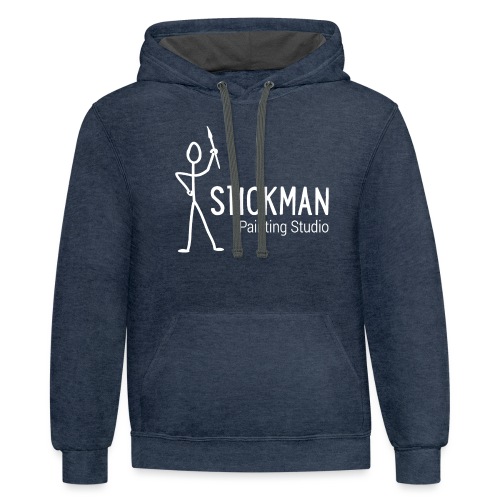 Stickman Logo In White - Unisex Contrast Hoodie