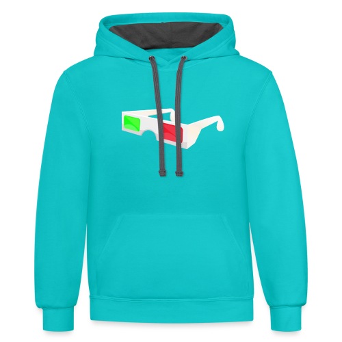 3D red green glasses - Unisex Contrast Hoodie