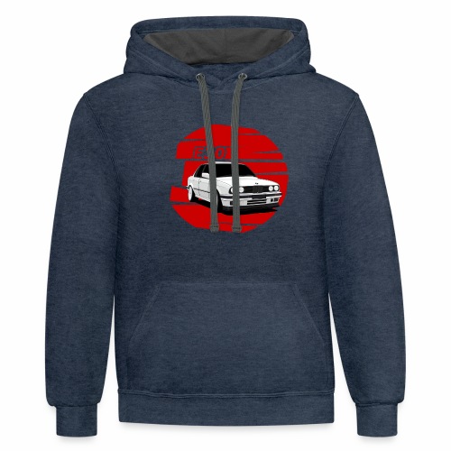 Bimmer e30 red background - Unisex Contrast Hoodie