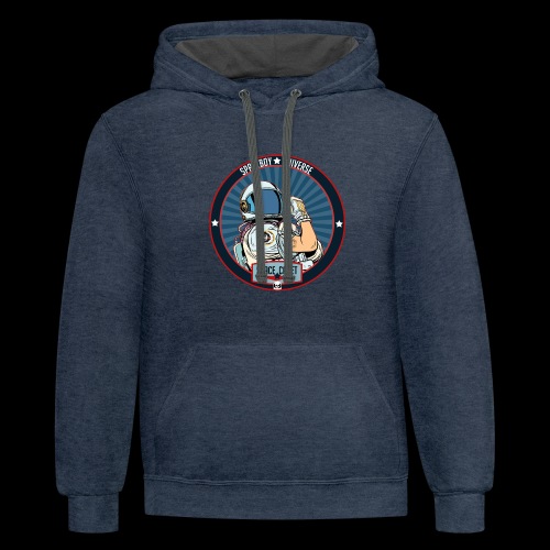 Space Cadet Can Do Badge - Unisex Contrast Hoodie