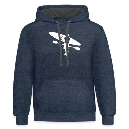 river kayak and paddler outdoors - Unisex Contrast Hoodie