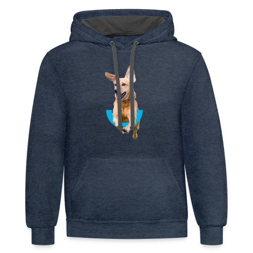 Dog jumping over U and Marin Humane Logo - Unisex Contrast Hoodie