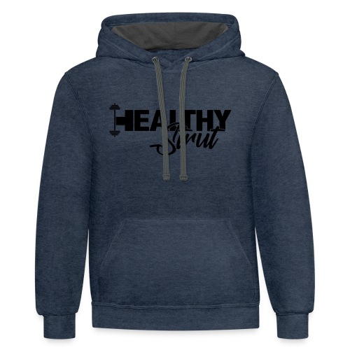 HealthySTRUT Logo w/Black Text - Unisex Contrast Hoodie