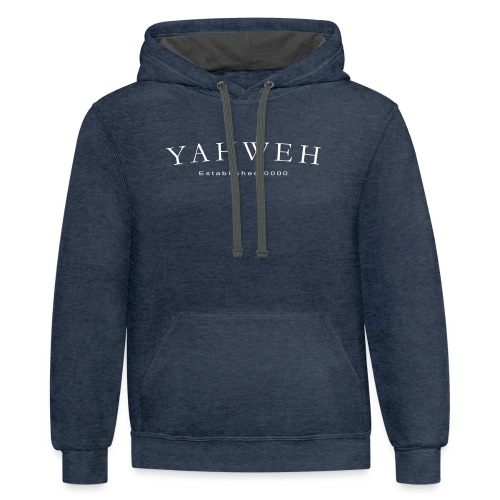 Yahweh Established 0000 in white - Unisex Contrast Hoodie