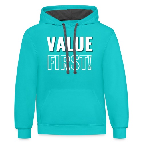 Value First Design - White Text - Unisex Contrast Hoodie