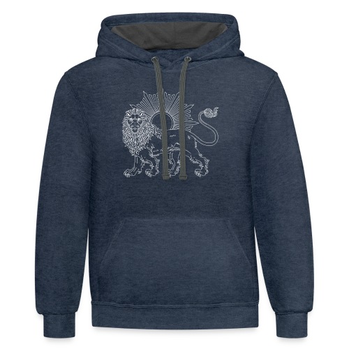 Lion and Sun White - Unisex Contrast Hoodie