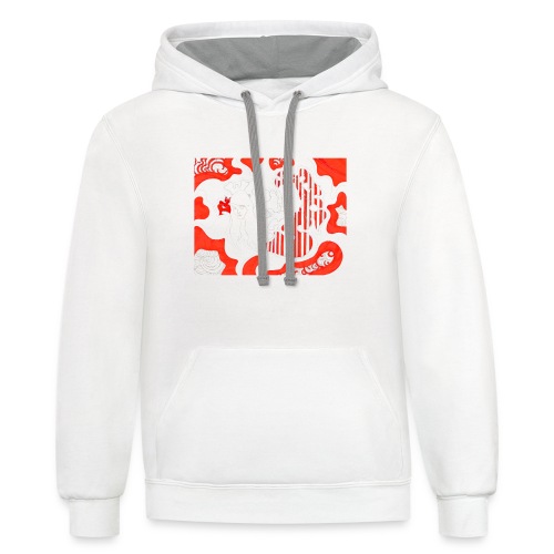 white red white - Unisex Contrast Hoodie