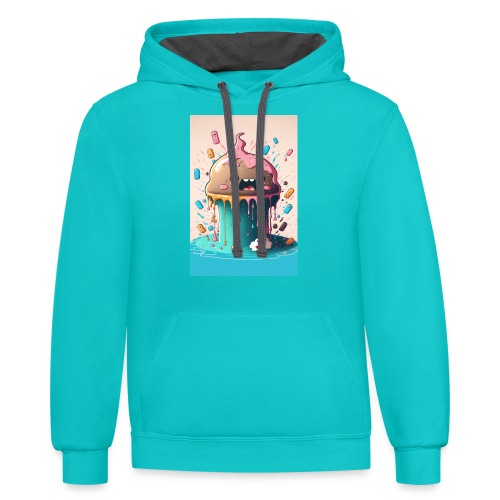 Cake Caricature - January 1st Dessert Psychedelics - Unisex Contrast Hoodie