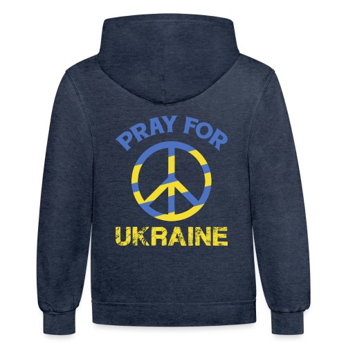 Pray For Ukraine Peace Sign 1 - Unisex Contrast Hoodie