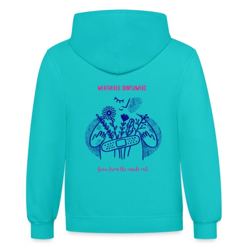 Weathered Sunflowers Grow From The Inside Out - Unisex Contrast Hoodie