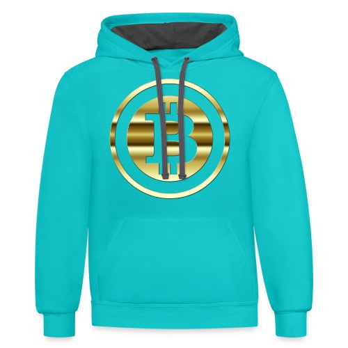 Bitcoin Coin Gold Symbol Design - Unisex Contrast Hoodie