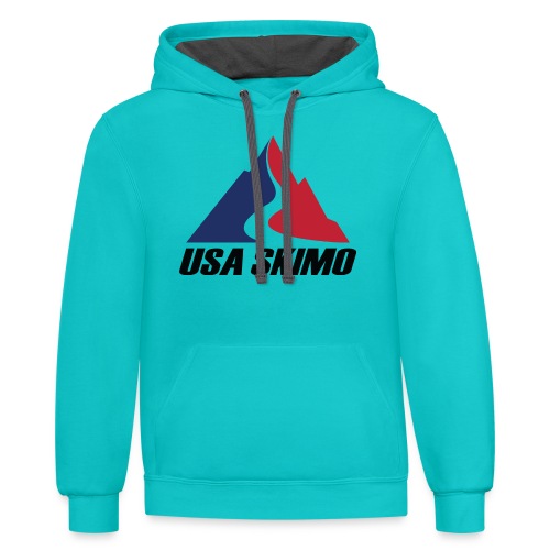 USA Skimo Logo - Stacked - Color - Unisex Contrast Hoodie
