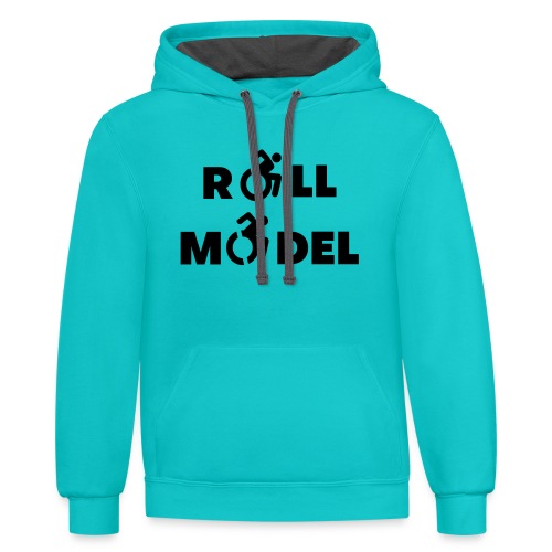 Roll model in a wheelchair, sexy wheelchair user - Unisex Contrast Hoodie