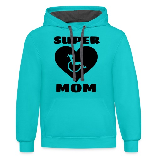 Super wheelchair mom, super mama - Unisex Contrast Hoodie