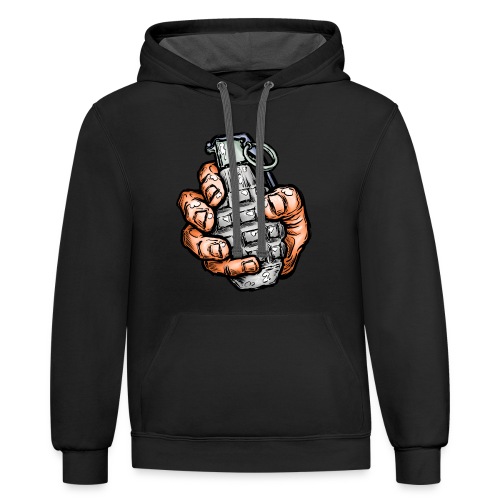 Hand Grenade In Comics Style - Unisex Contrast Hoodie