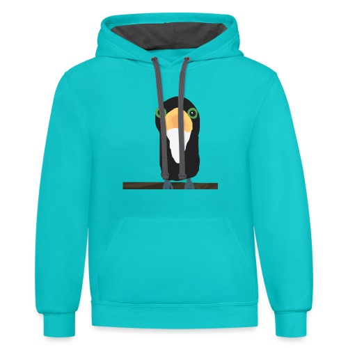 Toucan on a branch - Unisex Contrast Hoodie