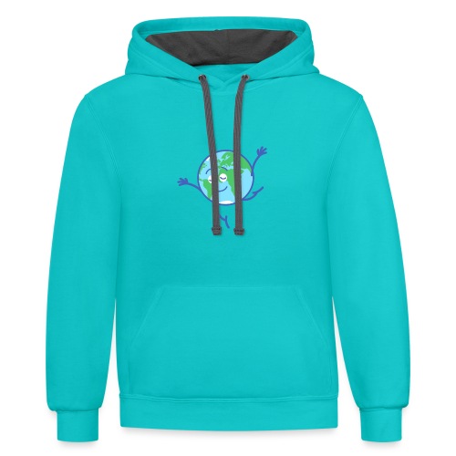 Cute planet Earth dancing graciously - Unisex Contrast Hoodie