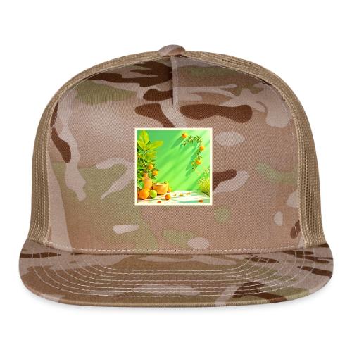 Vibrant Orange Green Still Life Design - Trucker Hat