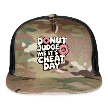 Donut Judge Me Cheat Day Design - Trucker Hat - MultiCam\black - Front