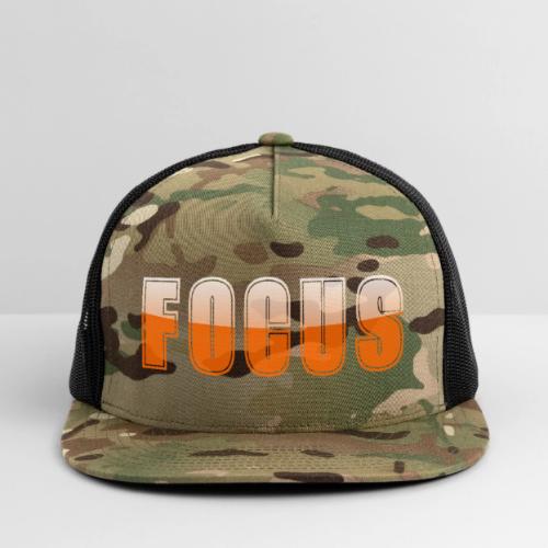 FOCUS Vibrant Orange Motivational Word Design - Trucker Hat