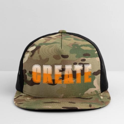 CREATE Vibrant Orange Bold Word Graphic - Trucker Hat