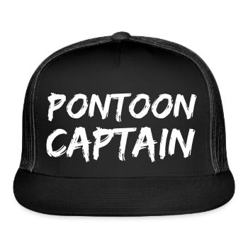 Pontoon Captain Shirt Funny Boat Boating Lake - Trucker Hat - black/black - Front