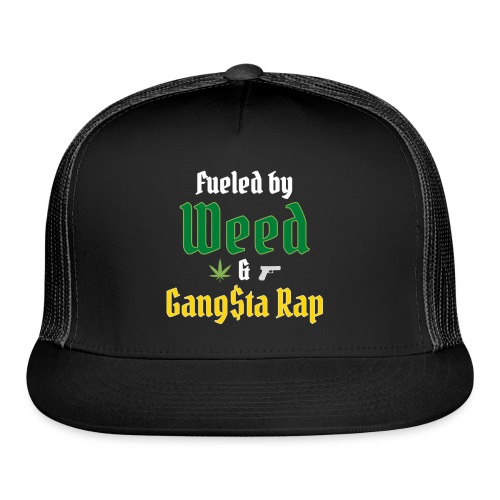 Fueled by Weed & Gangsta Rap (Green & Gold) - Trucker Cap