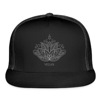 Zen Vegan Mandala | Elegant Vegan Design - Trucker Hat - black/black - Front
